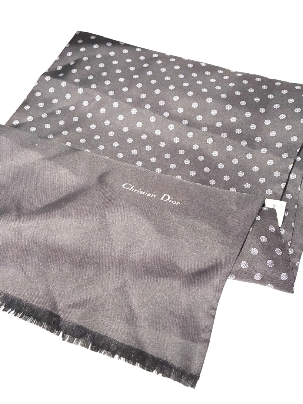 Christian Dior Unisex Black Grey Micro Floral Pure Silk Scarf